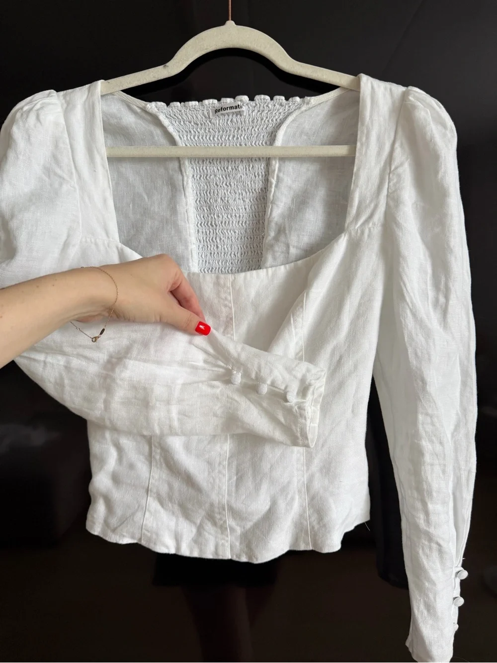 REFORMATION Fillmore Top White | square neck, puff sleeved tops |